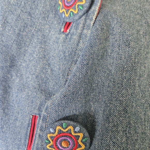 Colorful Embroidered Denim Jacket - Picture 6 of 6